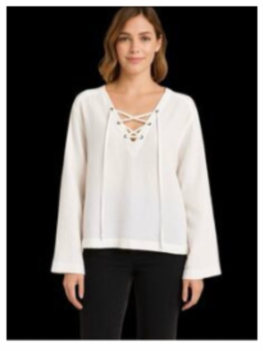 NWOT cloth & stone White Lace-Up Cotton Top